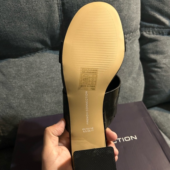 French Connection Black Mules with Clear Heel - Picture 7 of 10